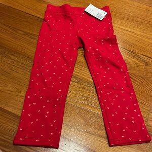 NWT Red leggings with sparkling hearts 3T